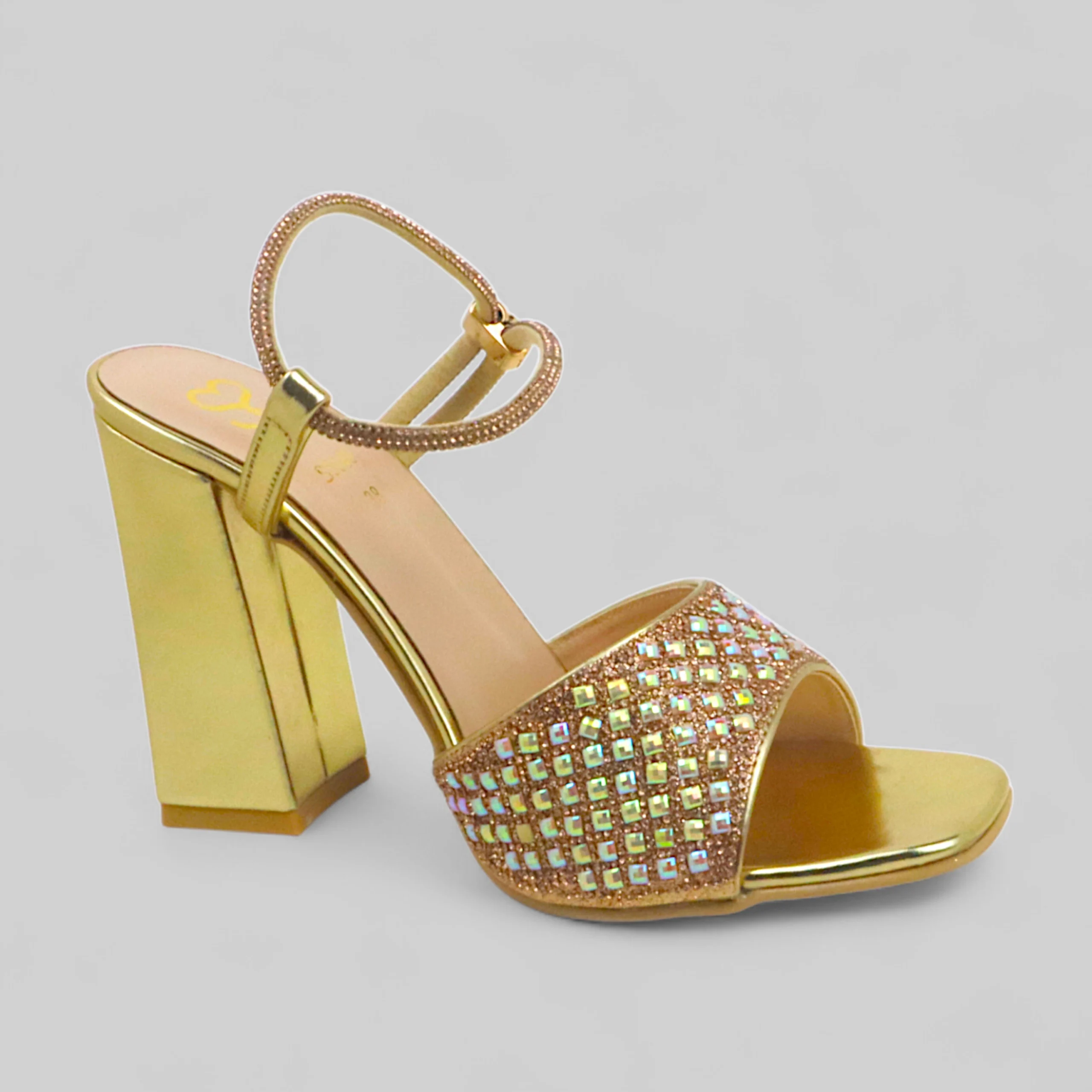 Golden Sparkle Block Heel - Image 3