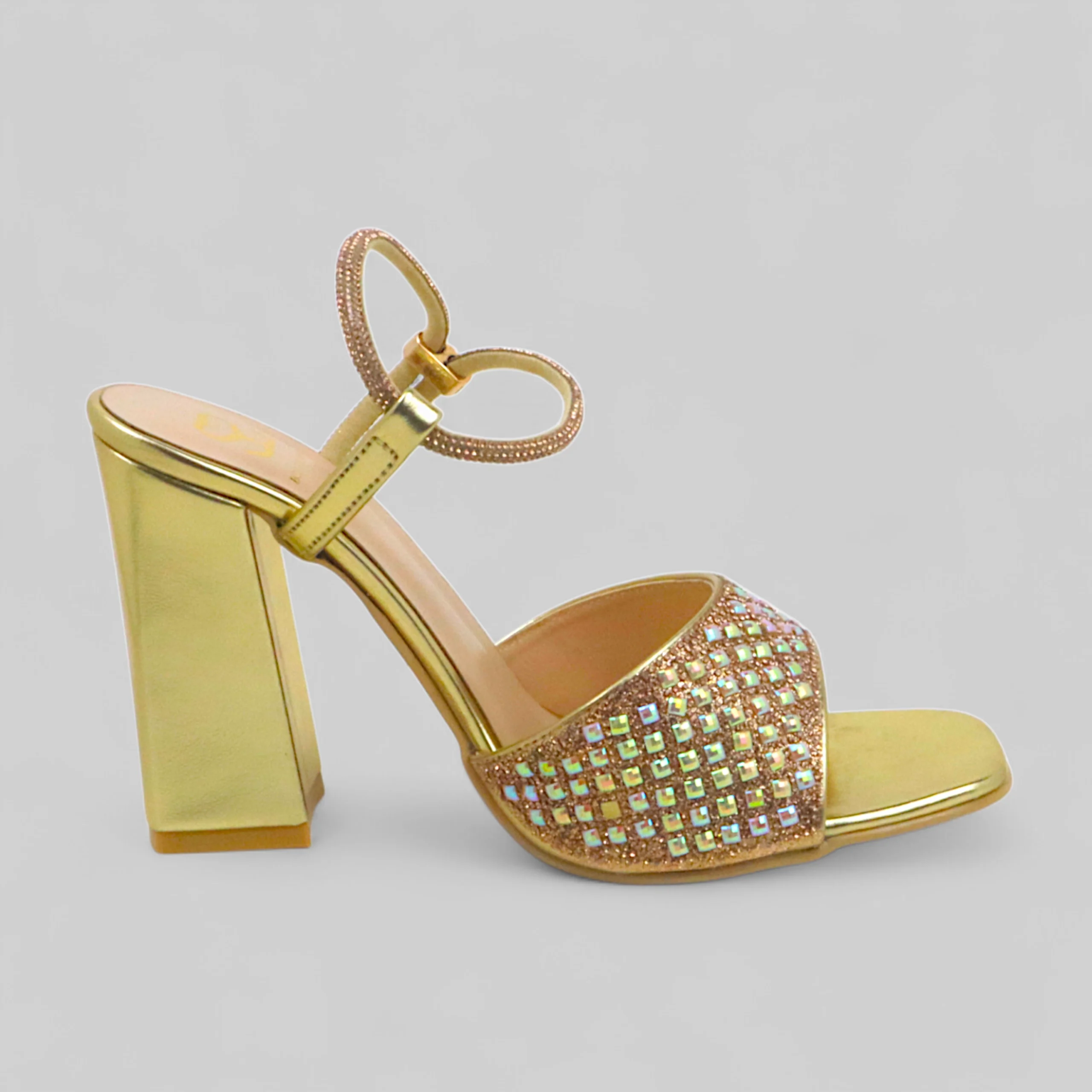 Golden Sparkle Block Heel - Image 2