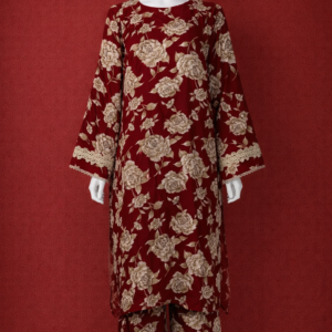 Maroon Vintage Rose Viscose 2-Piece Palazzo Set
