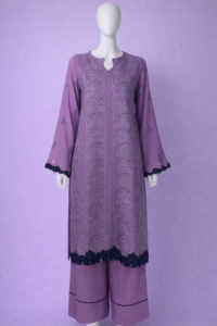 Mauve Mist Embroidered Viscose 2-Piece Chikankari Set