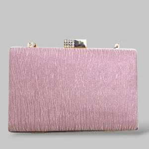Elegant Textured Box Clutch with Crystal Lock