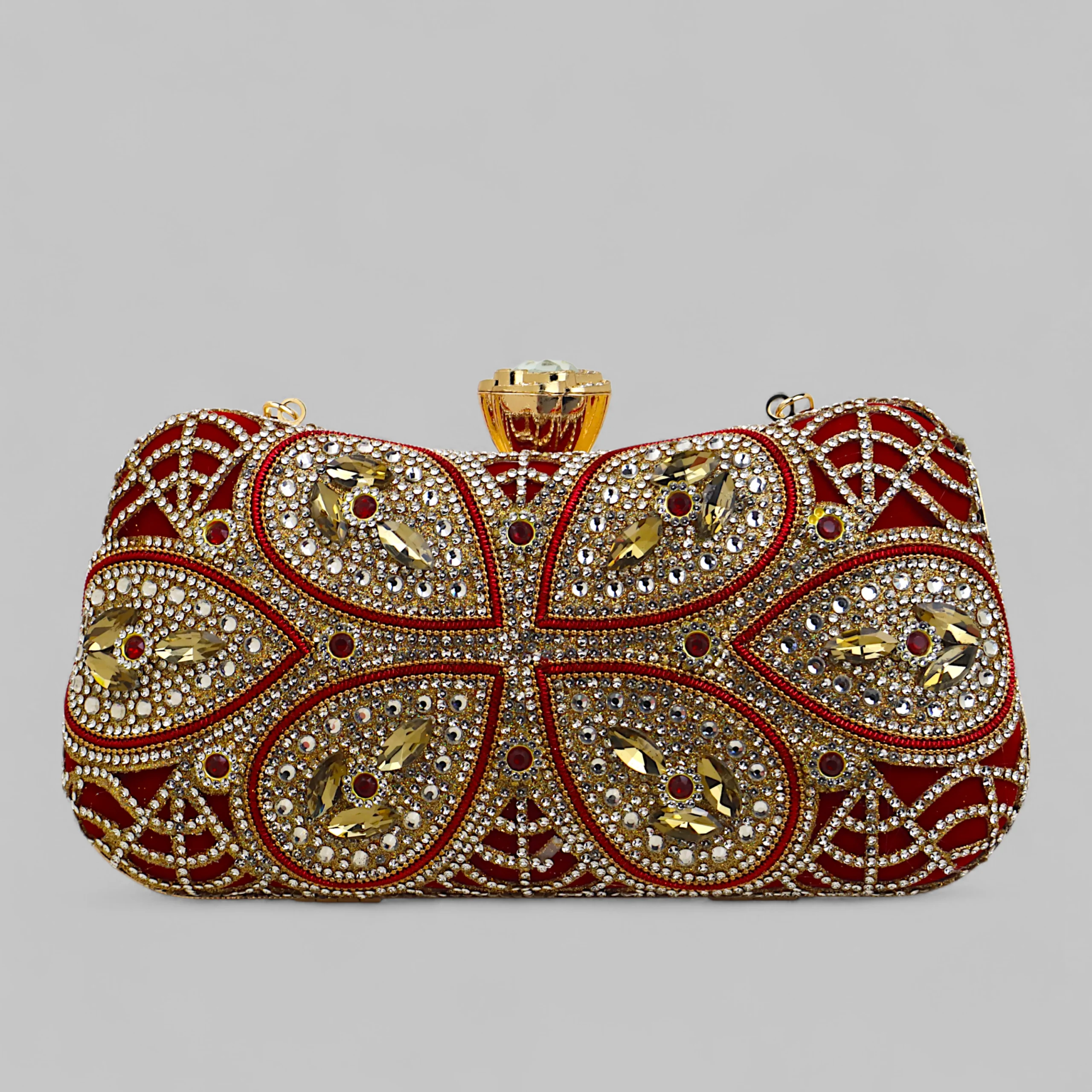 Luxury Crystal Embellished Evening Clutch (Gold / Silver / Red) - Image 2