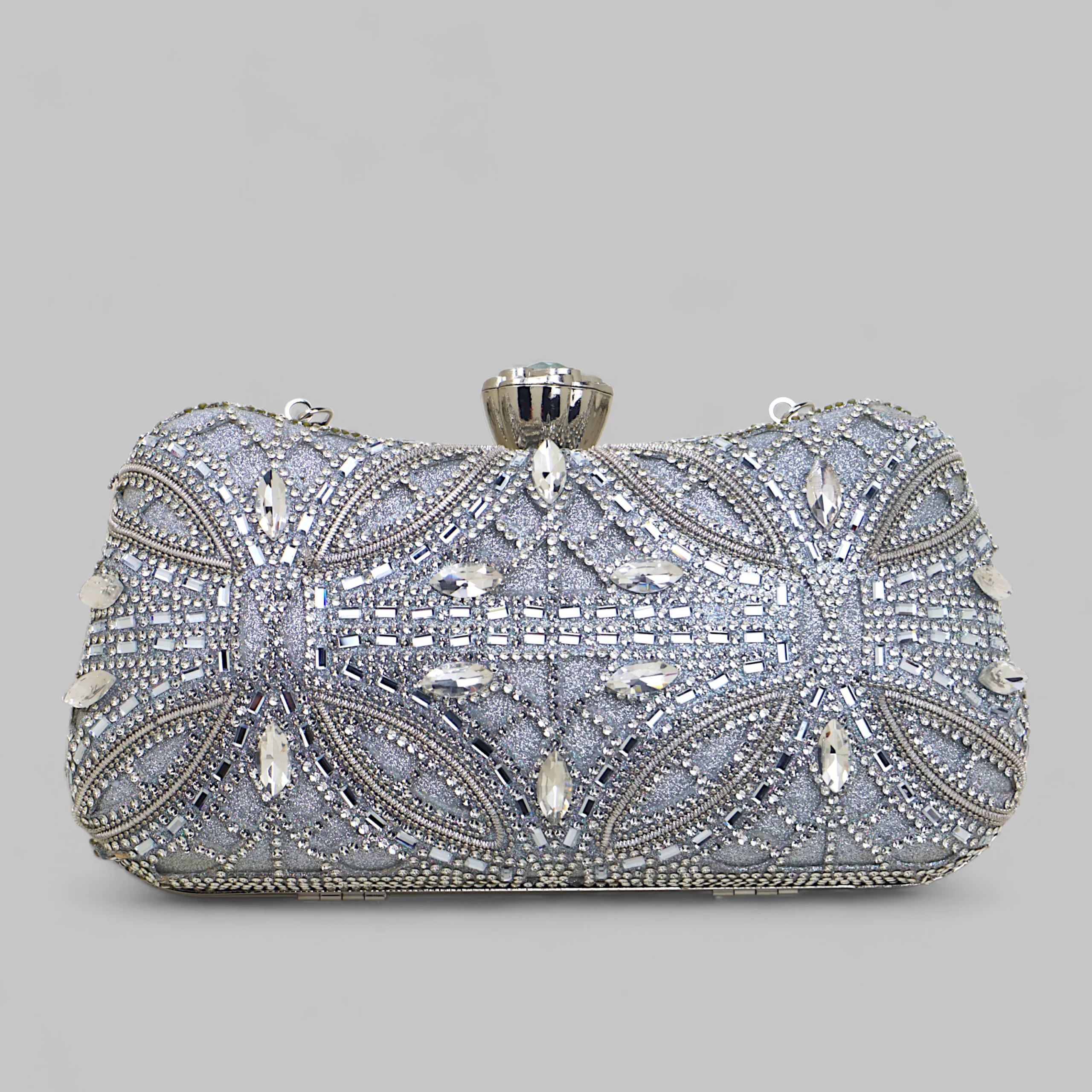 Luxury Crystal Embellished Evening Clutch (Gold / Silver / Red) - Image 4