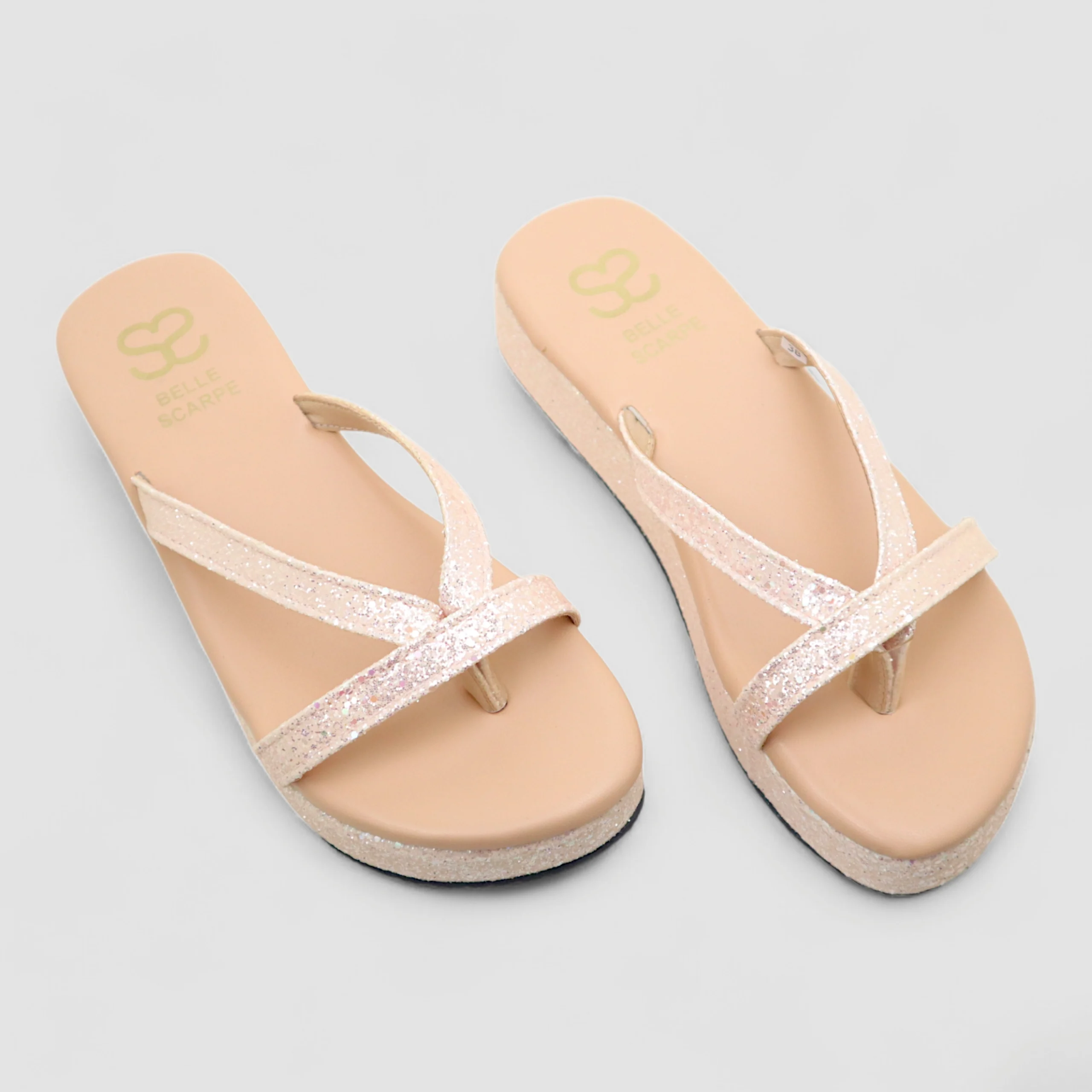 Glitter Strap Platform Flip-Flop Sandals