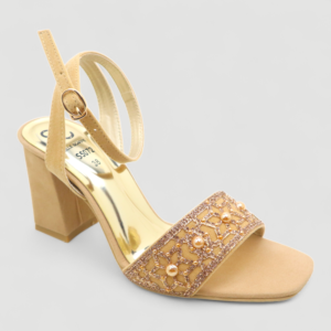 Embellished Ankle Strap Block Heel
