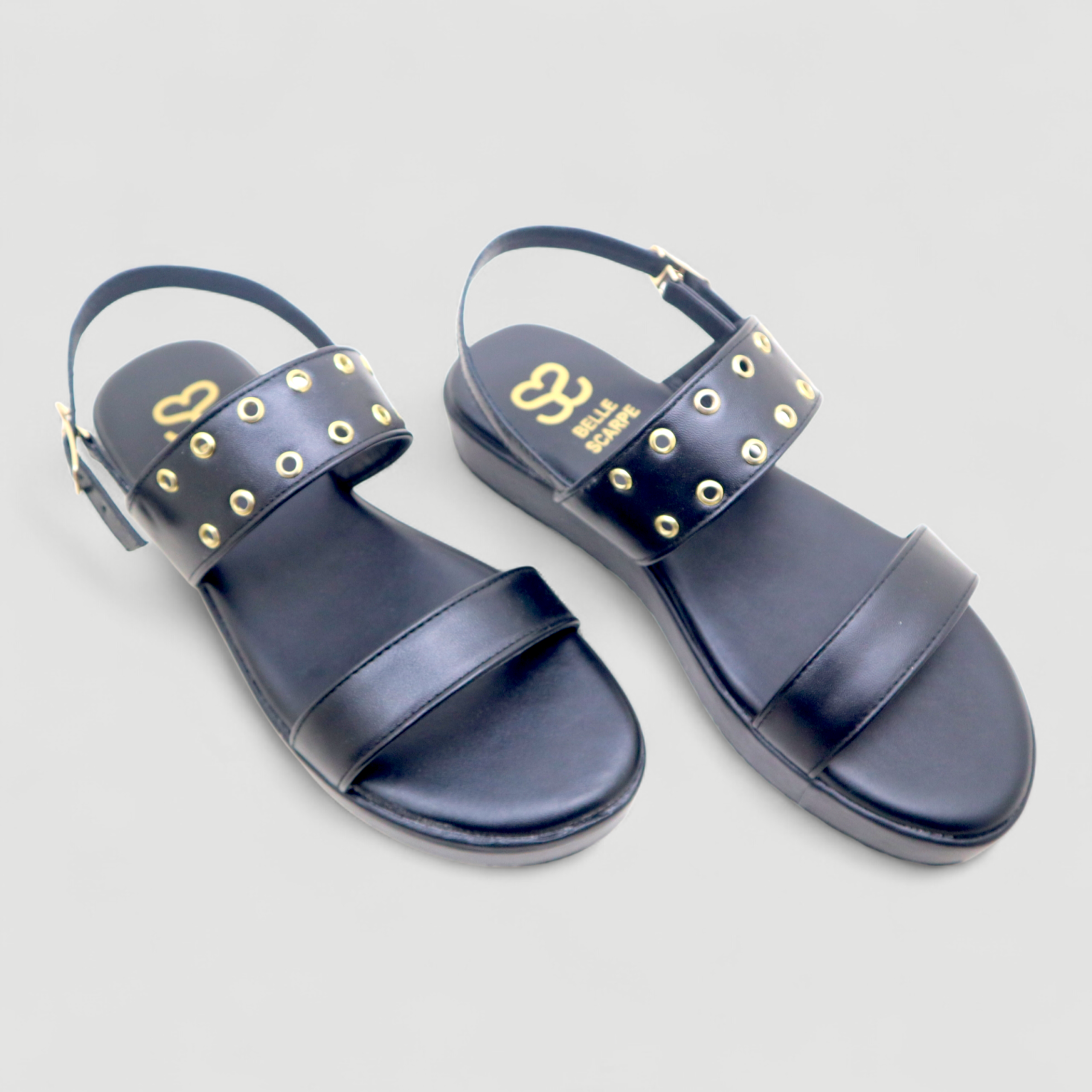 Black Studded Slingback Flat Sandals - Image 5