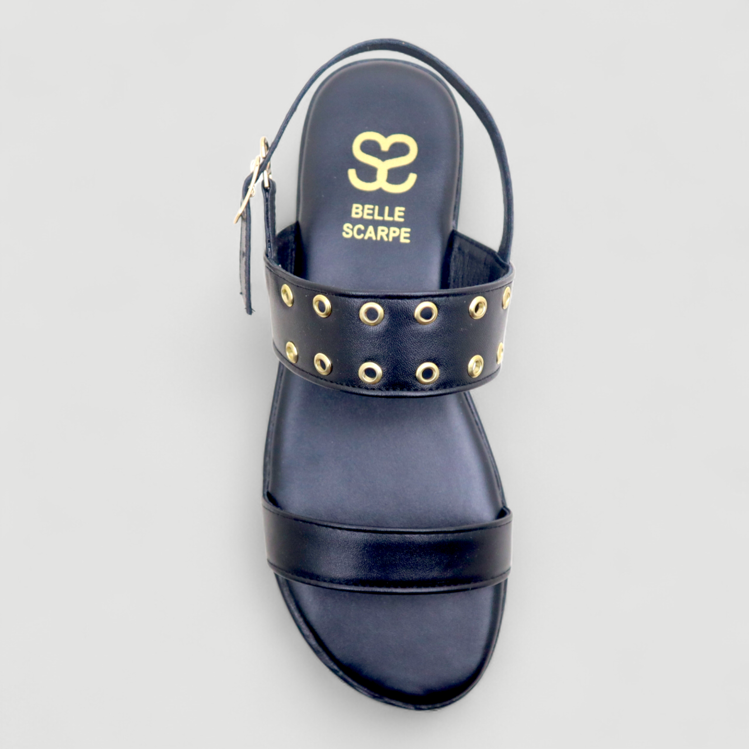 Black Studded Slingback Flat Sandals - Image 4