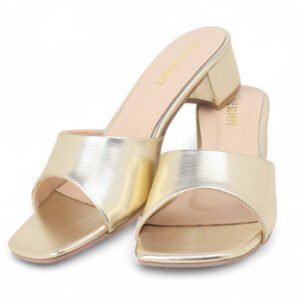 Metallic Block Heel Mules