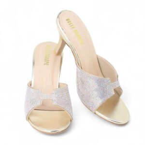 Rhinestone H-Strap Kitten Heel Mules